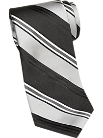 Esquire Black and Silver Gray Stripe Narrow Tie