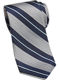 Esquire Navy Blue and Gray Stripe Narrow Tie