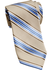 Joseph Abboud Taupe & Blue Stripe Narrow Tie