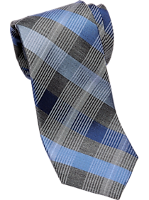 Calvin Klein Blue & Gray Plaid Narrow Tie