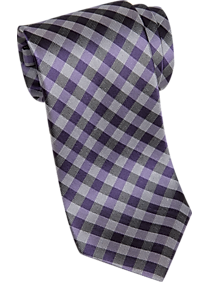 Joseph Abboud Silver & Lavender Check Narrow Tie