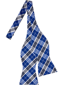 Tommy Hilfiger Blue Plaid Self-Tie Bow Tie