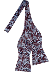 Tommy Hilfiger Burgundy Floral Paisley Self-Tie Bow Tie