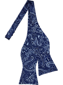 Tommy Hilfiger Blue Floral Paisley Self-Tie Bow Tie