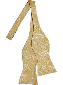 Tommy Hilfiger Yellow Floral Paisley Self-Tie Bow Tie