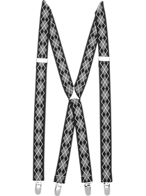 Egara Black Argyle Clip Suspenders