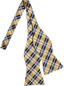 Tommy Hilfiger Golden Yellow & Navy Plaid Bow Tie