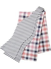 Tommy Hilfiger Navy Stripe with Pink check Bow Tie & Pocket Square Set
