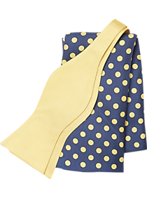 Tommy Hilfiger Yellow with Navy Dot Bow Tie & Pocket Square Set