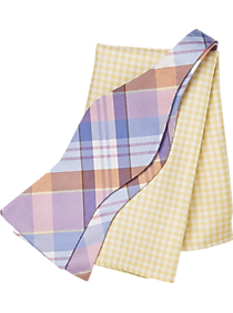 Tommy Hilfiger Pink Plaid with Yellow Check Bow Tie & Pocket Square Set