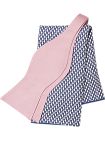 Tommy Hilfiger Pink with Navy Fish Bow Tie & Pocket Square Set