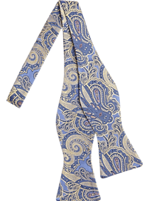 Egara Blue & Gold Paisley Bow Tie