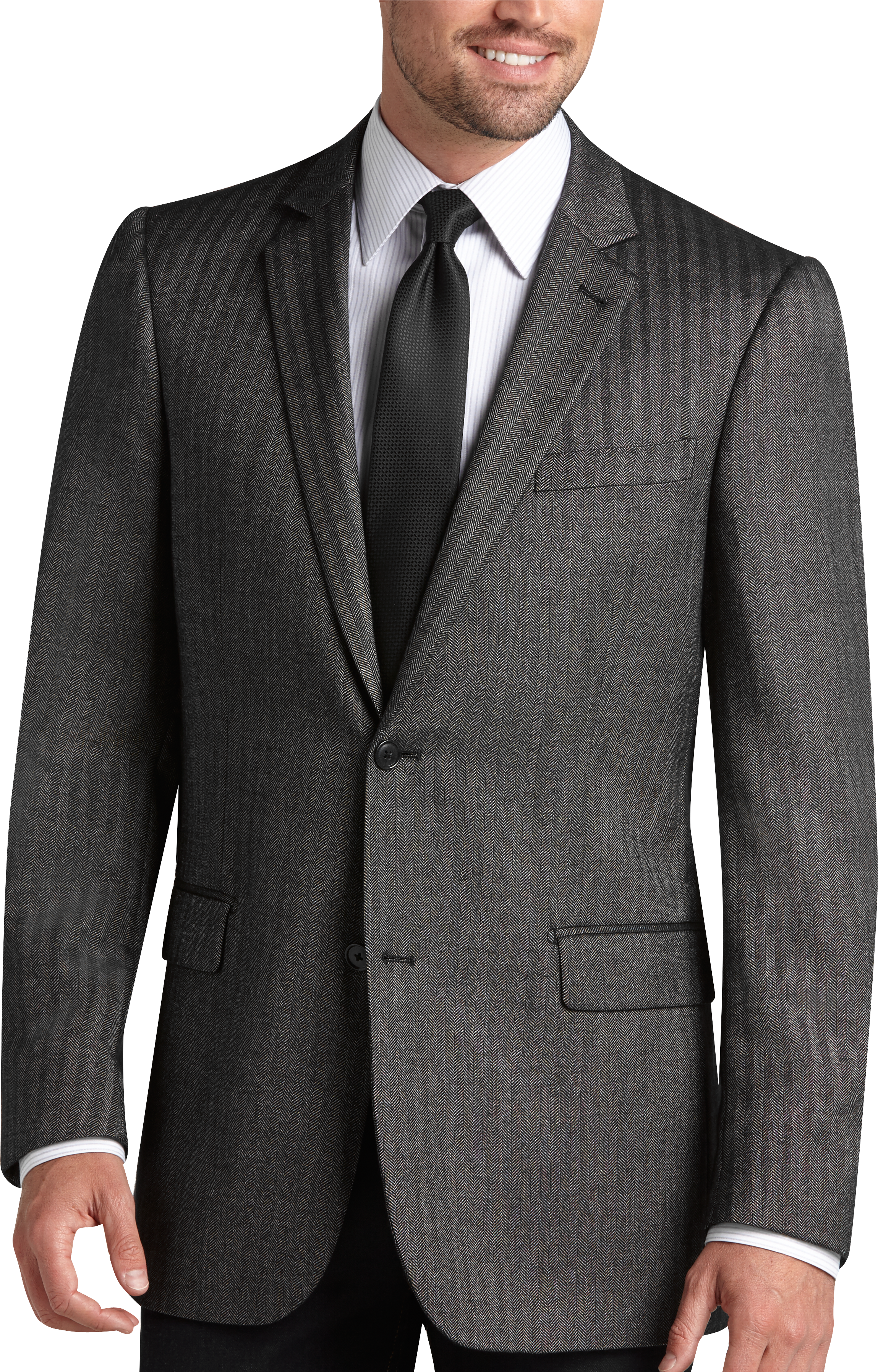 Men&#39;s Wearhouse Black & White Herringbone Slim Fit Sport Coat (Outlet) - Sport Coats | Men&#39;s ...