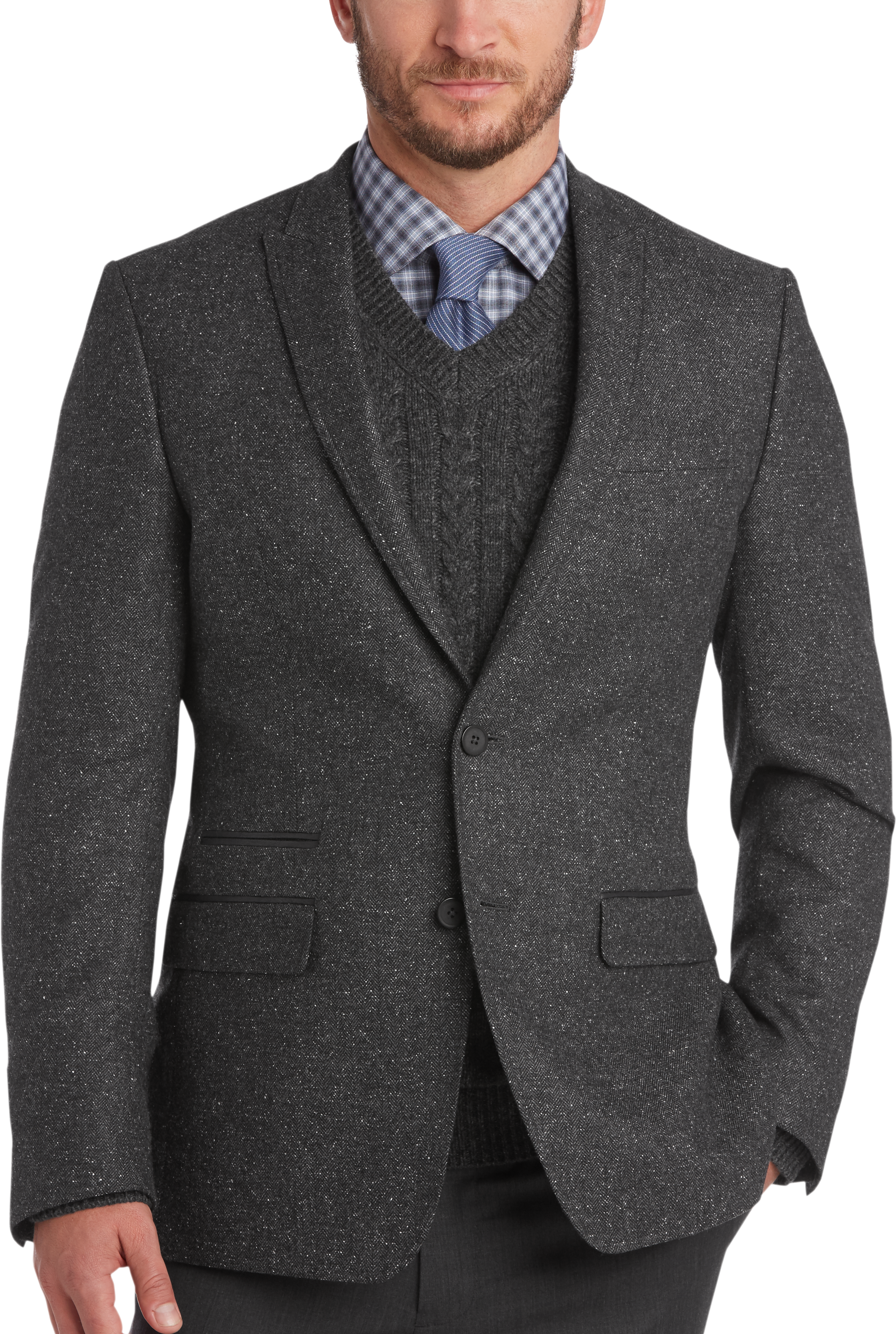 Navy Tweed Blazer Mens | Fashion Ql