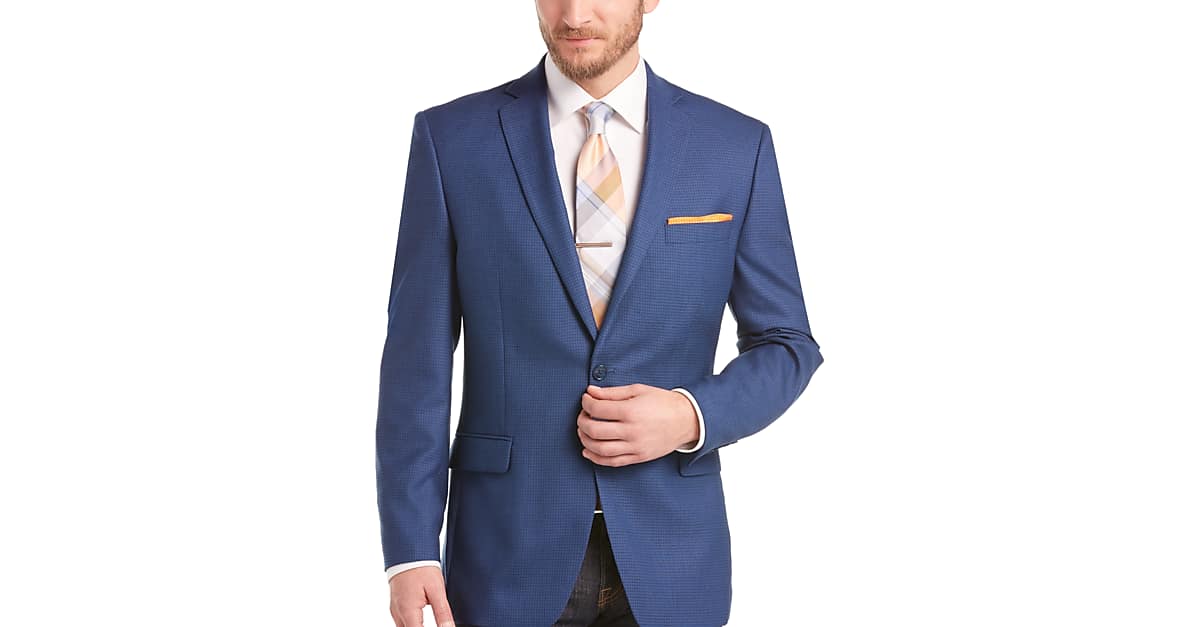 Calvin Klein Blue Check Slim Fit Sport Coat - Men's | Men's Wearhouse