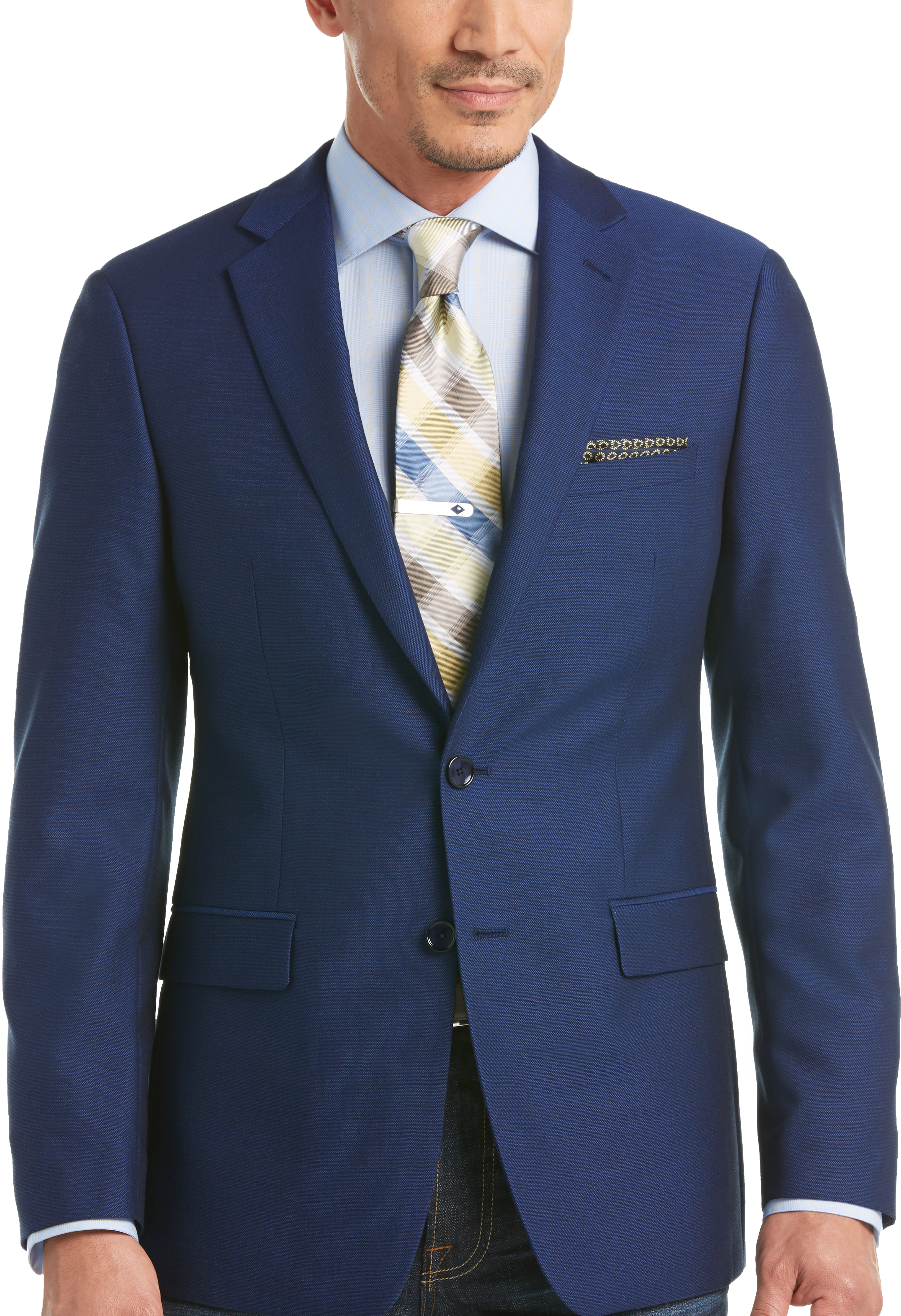 calvin klein blue suit men's wearhouse