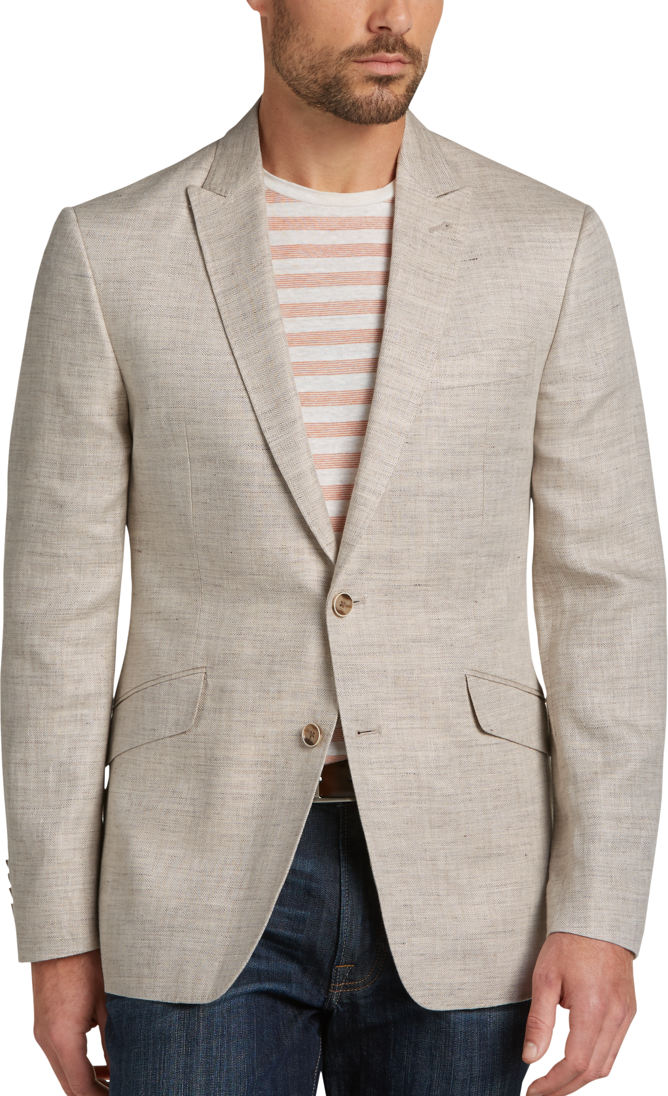 JOE by Joseph Abboud Tan Herringbone Slim Fit Sport Coat - Men's Sport ...