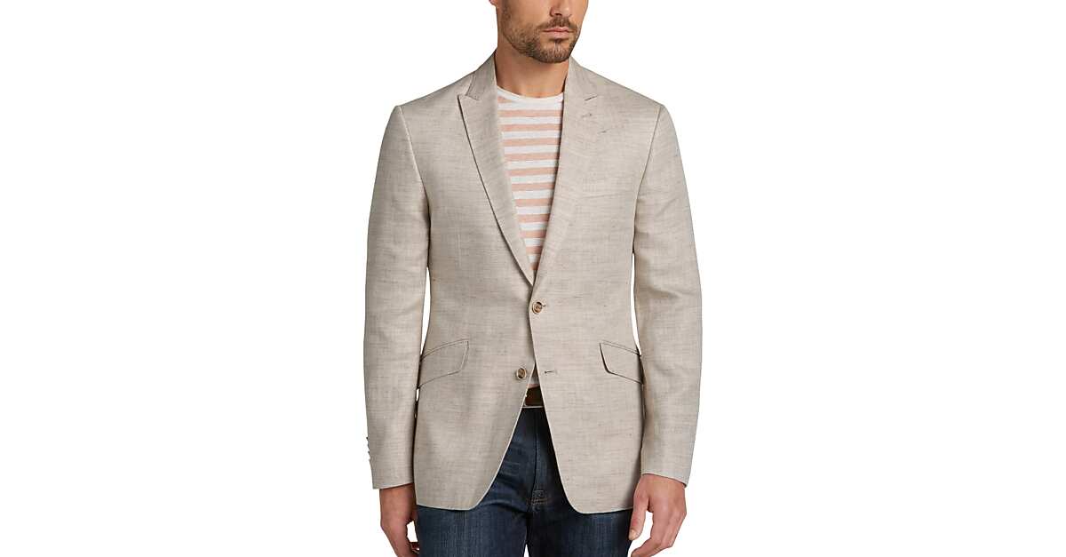 JOE Joseph Abboud Tan Herringbone Slim Fit Sport Coat Men's Sport