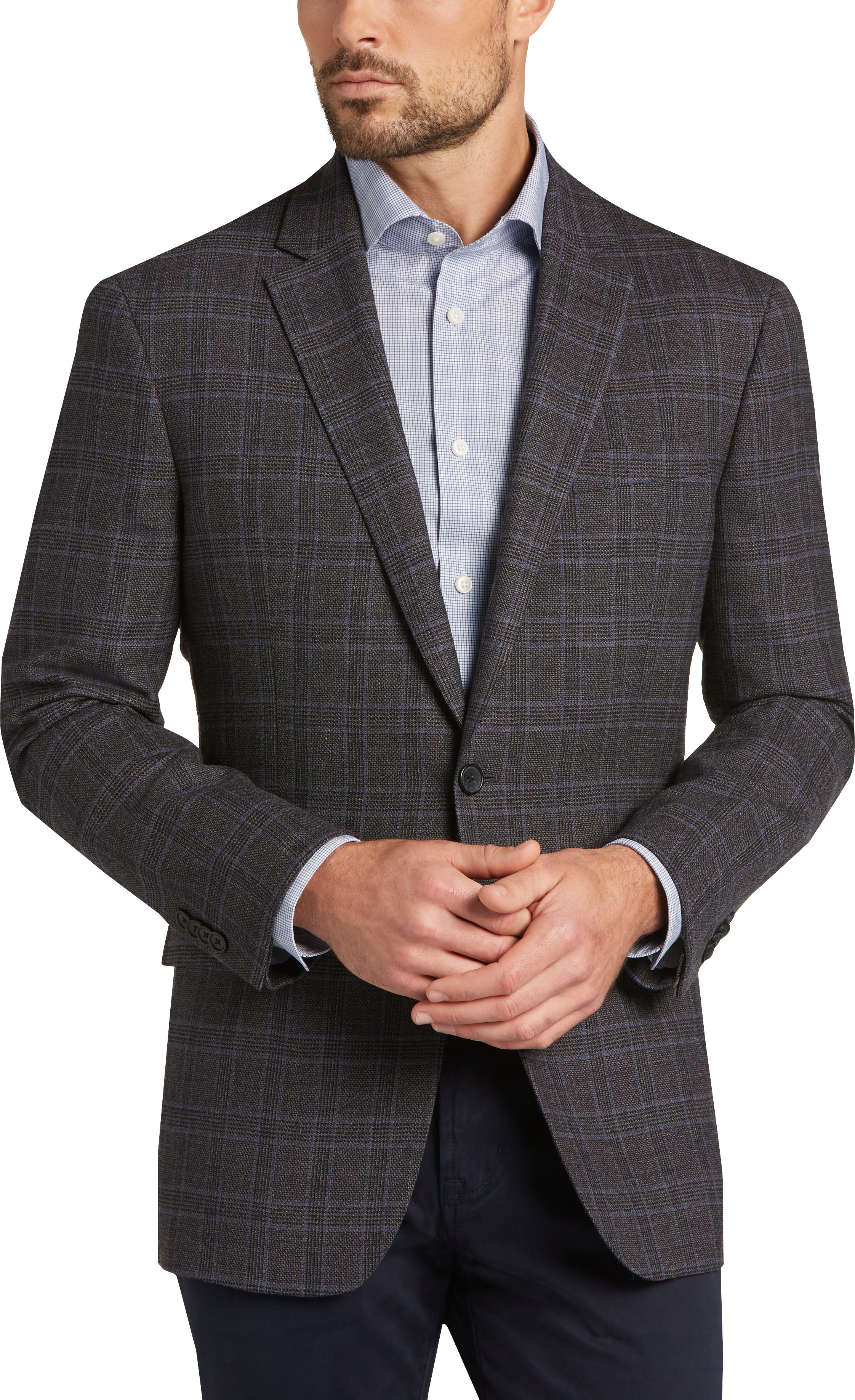 Awearness Kenneth Cole Gray Plaid Slim Fit Sport Coat - Men's 24 Hour ...
