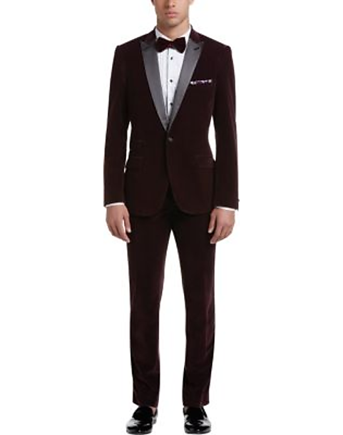 Men Soft Velvet Wine Maroon 1 Button Dinner Jacket Tuxedo Blazer Smart Casual Fit