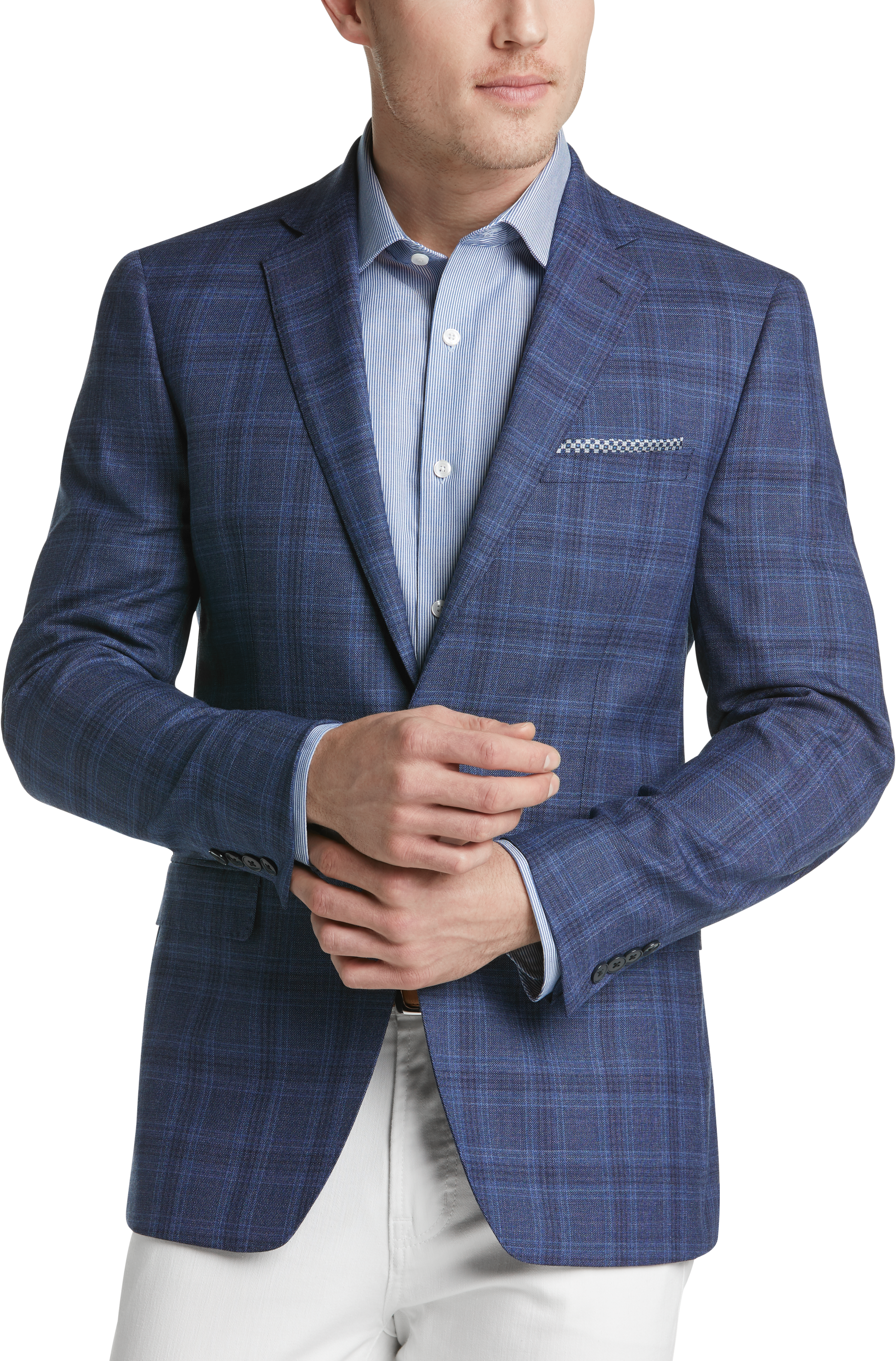 calvin klein blue plaid slim fit sport coat