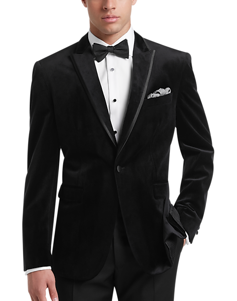 Egara Black Velvet Slim Fit Dinner Jacket - Men's Tuxedo Separates ...