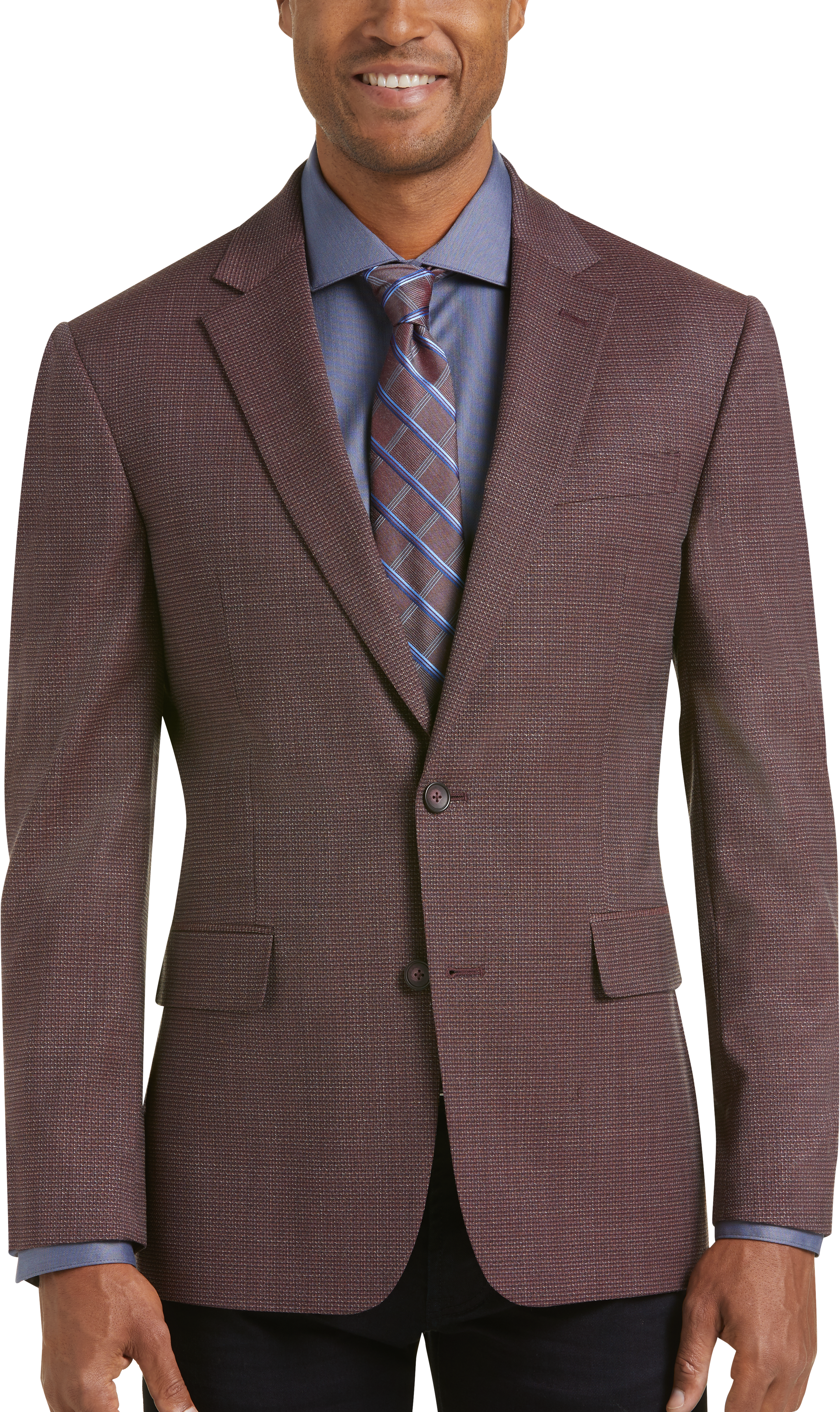 Awearness Kenneth Cole Burgundy Mini Check Slim Fit Sport Coat - Men's ...