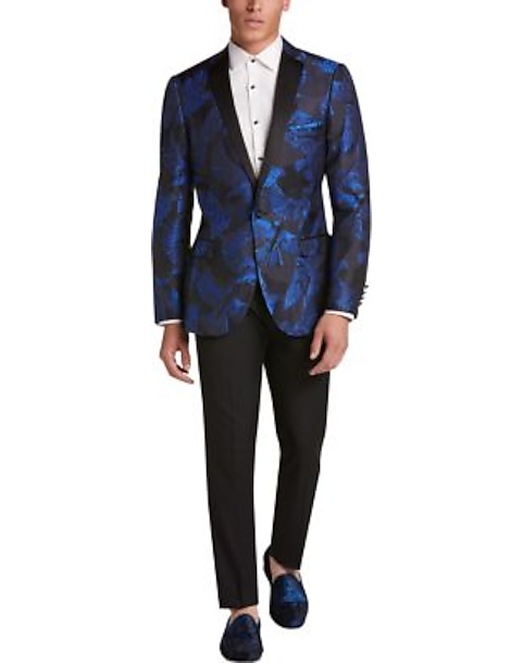 Paisley & Gray Slim Fit Dinner Jacket, Blue & Black Birds - Men's Suits ...