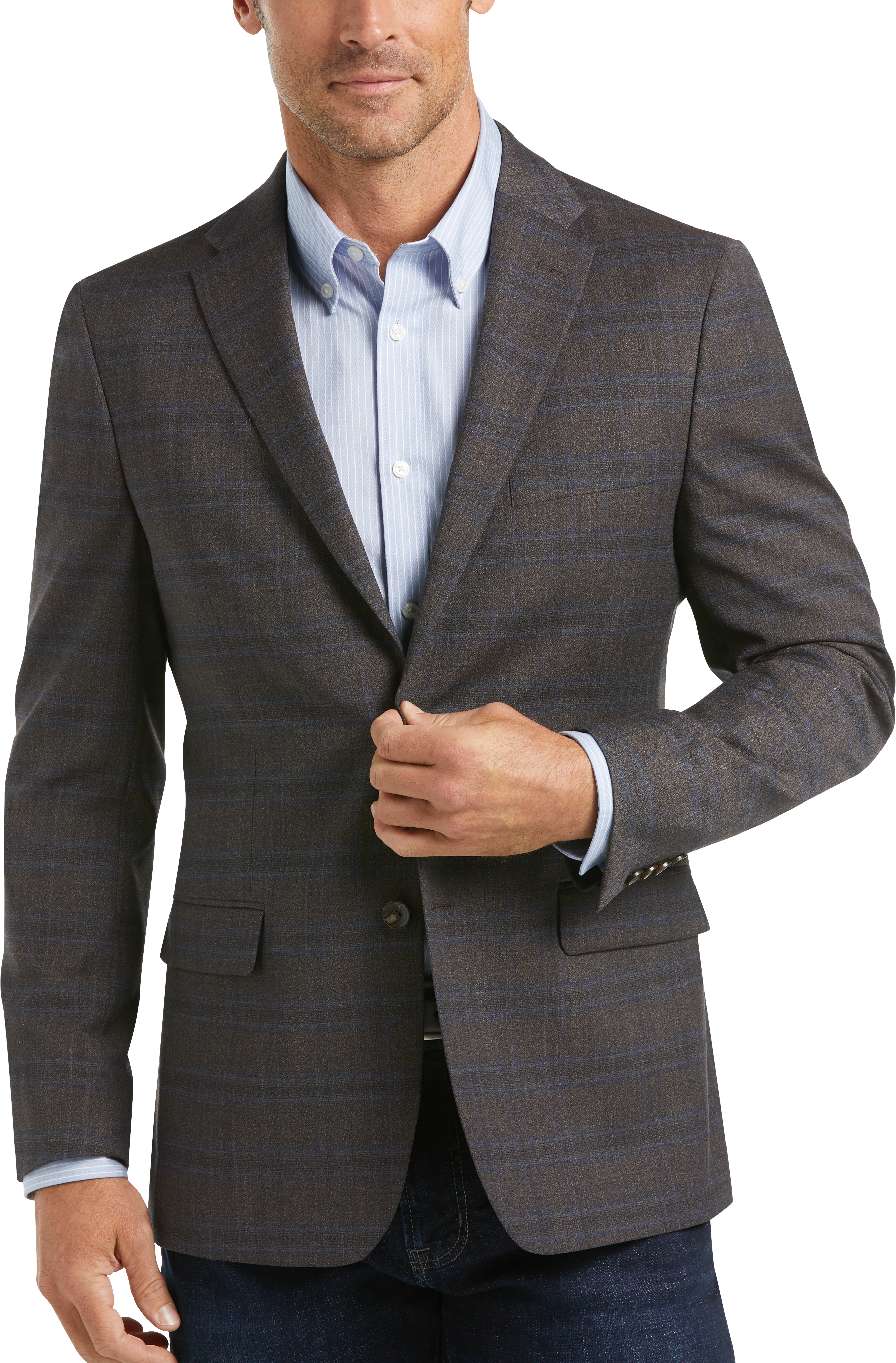 Tommy Hilfiger Brown Plaid Slim Fit Sport Coat - FitnessRetro