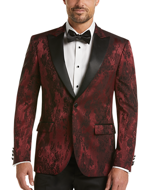 Egara Burgundy & Black Floral Dinner Jacket - Men's Sport Coats | Men's ...