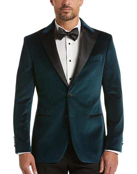 Egara Green Velvet Slim Fit Dinner Jacket - Men's Sport Coats | Men's ...