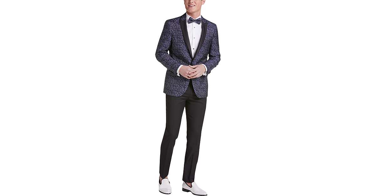 Paisley Gray Slim Fit Suit Separates Dinner Jacket Black Navy