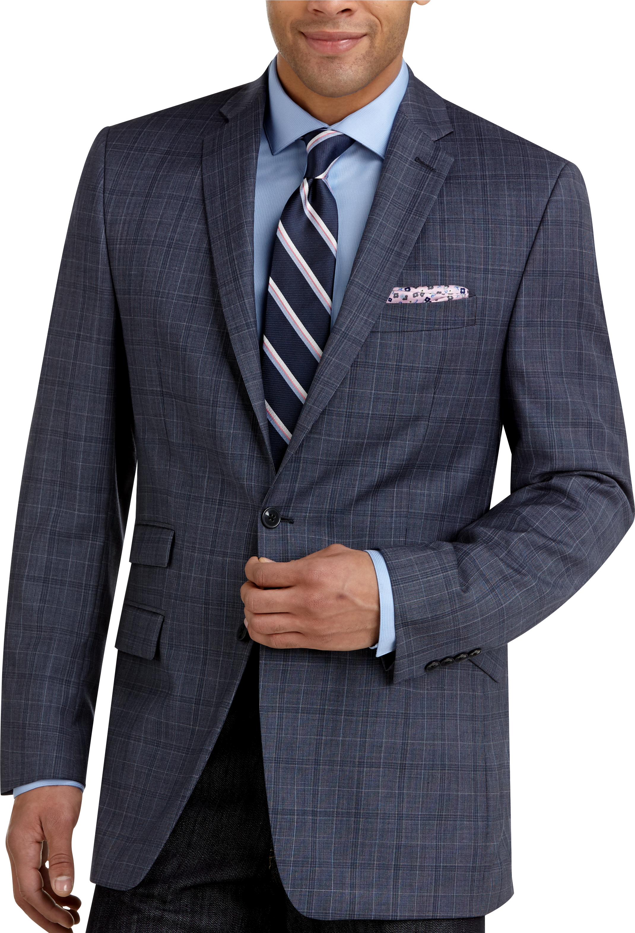 calvin klein blue plaid slim fit sport coat