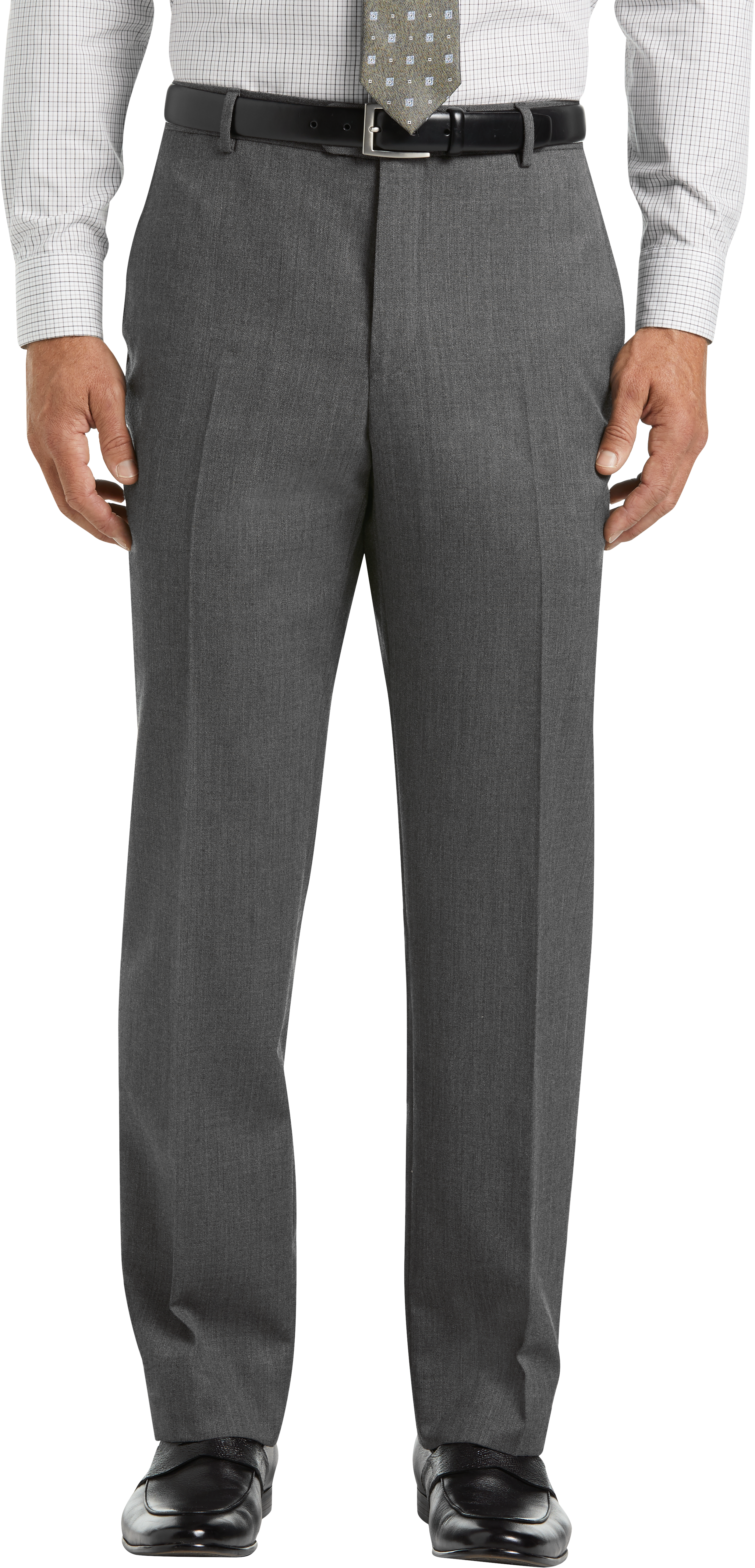 Joseph & Feiss Medium Gray Wool Gabardine Dress Pants - Men's Pants ...