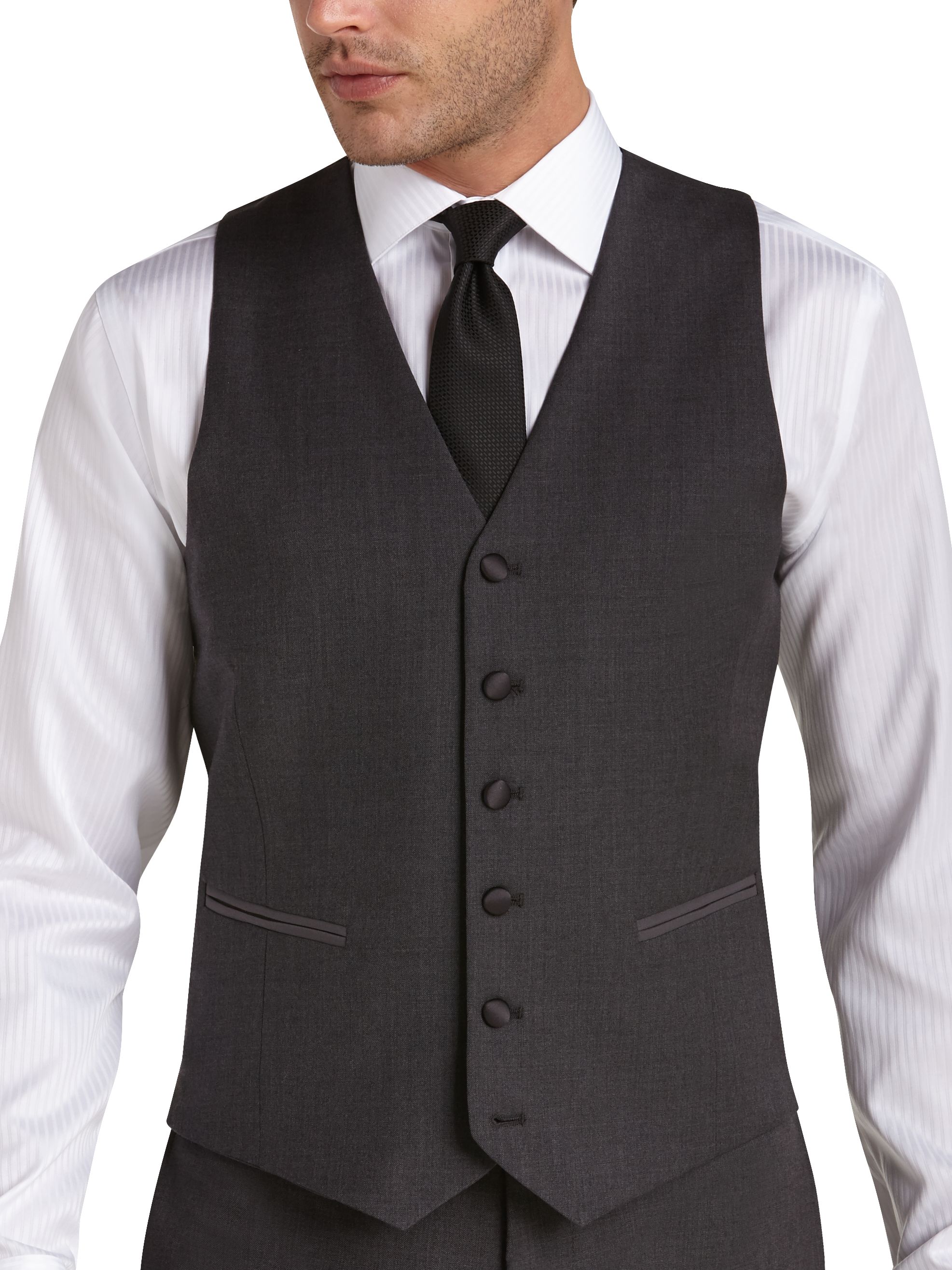 BLACK by Vera Wang Charcoal Slim Fit Tuxedo Vest - Men's Slim Fit | Men ...