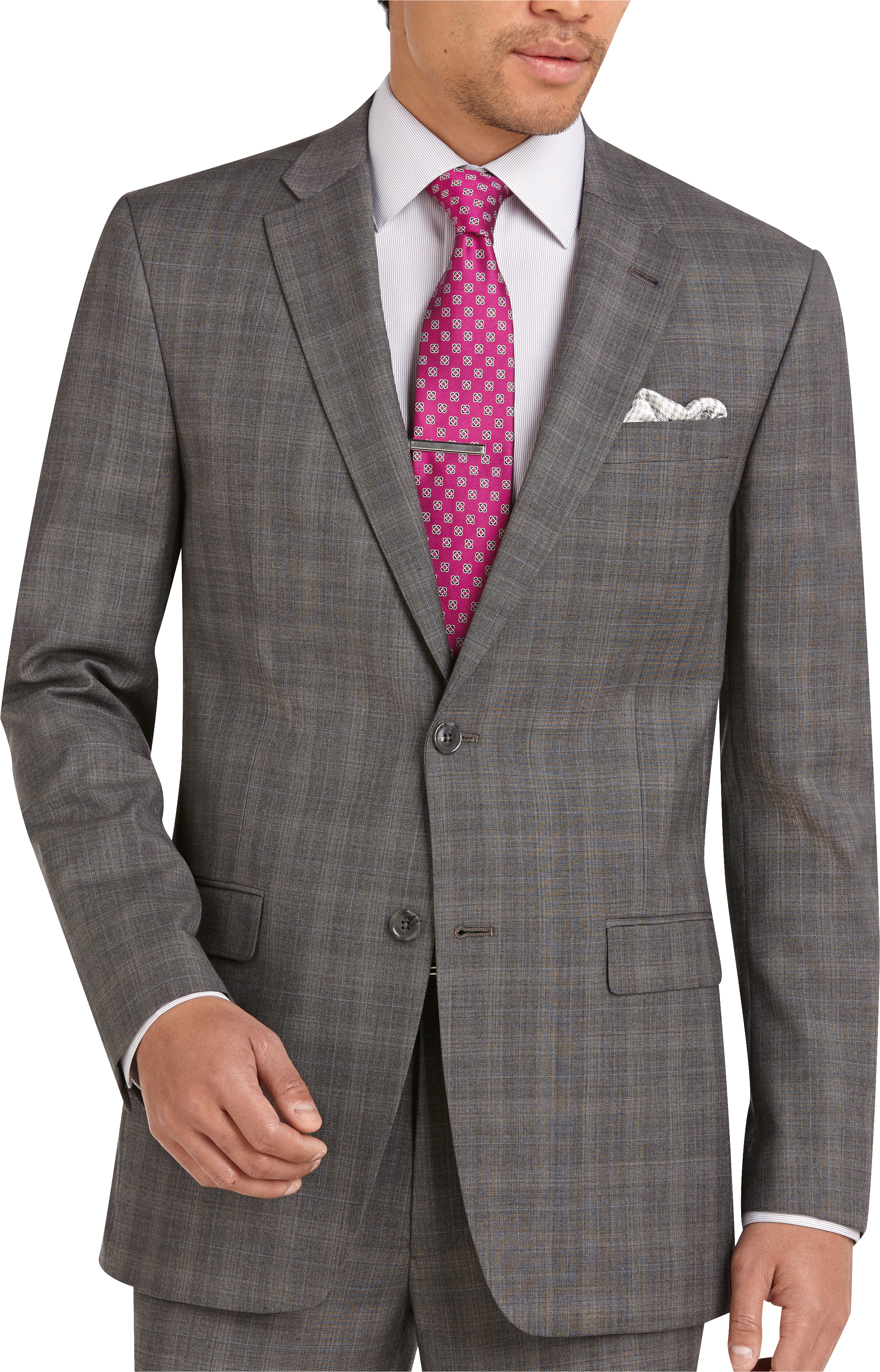 Tommy Hilfiger Gray Plaid Slim Fit Suit - Men's Suits | Men's Wearhouse