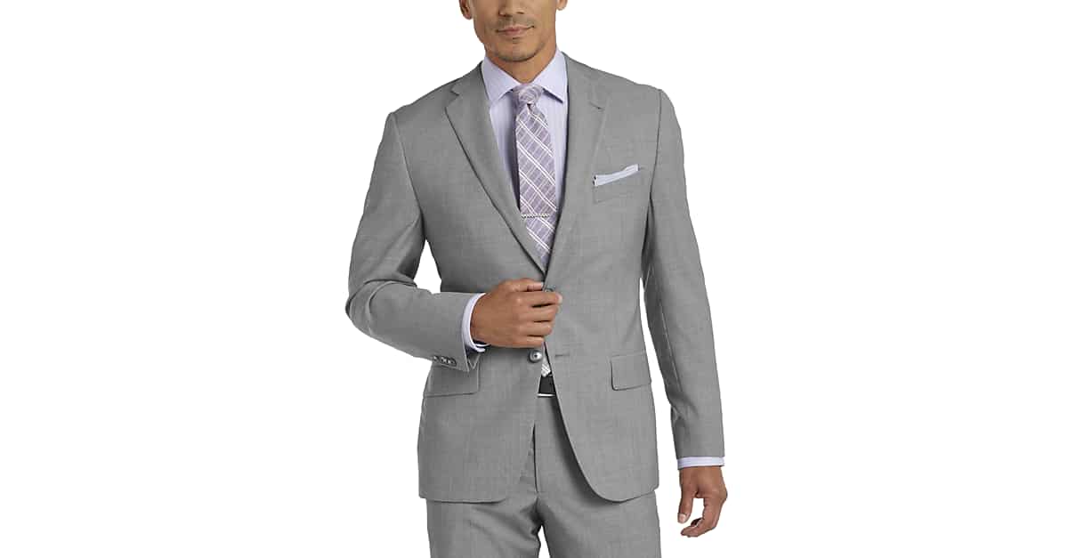 Joseph Abboud Light Gray Tic Slim Fit Suit - Men's Slim Fit | Men's ...