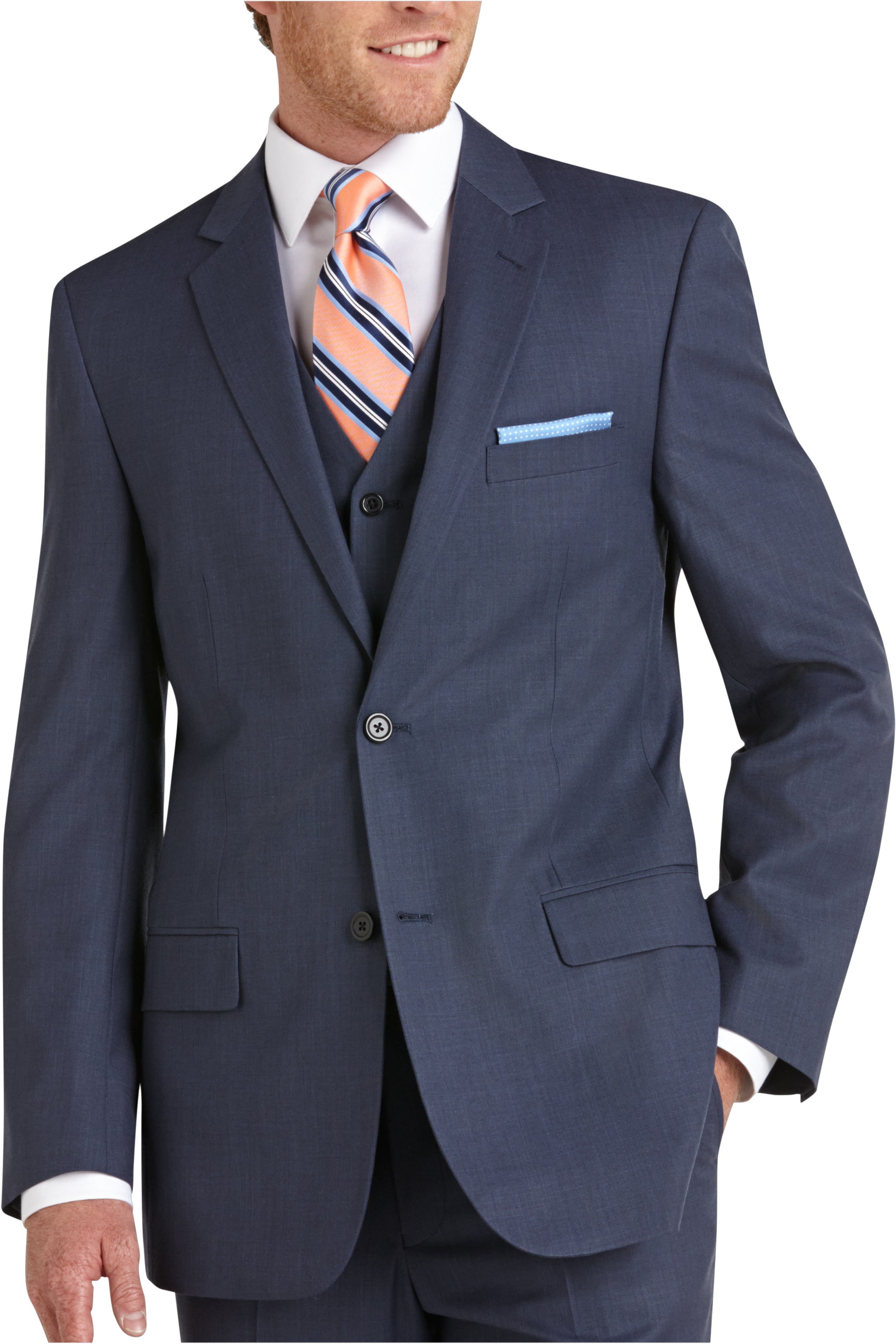Wilke Rodriguez Postman Blue Sharkskin Modern Fit Vested Suit - Modern ...
