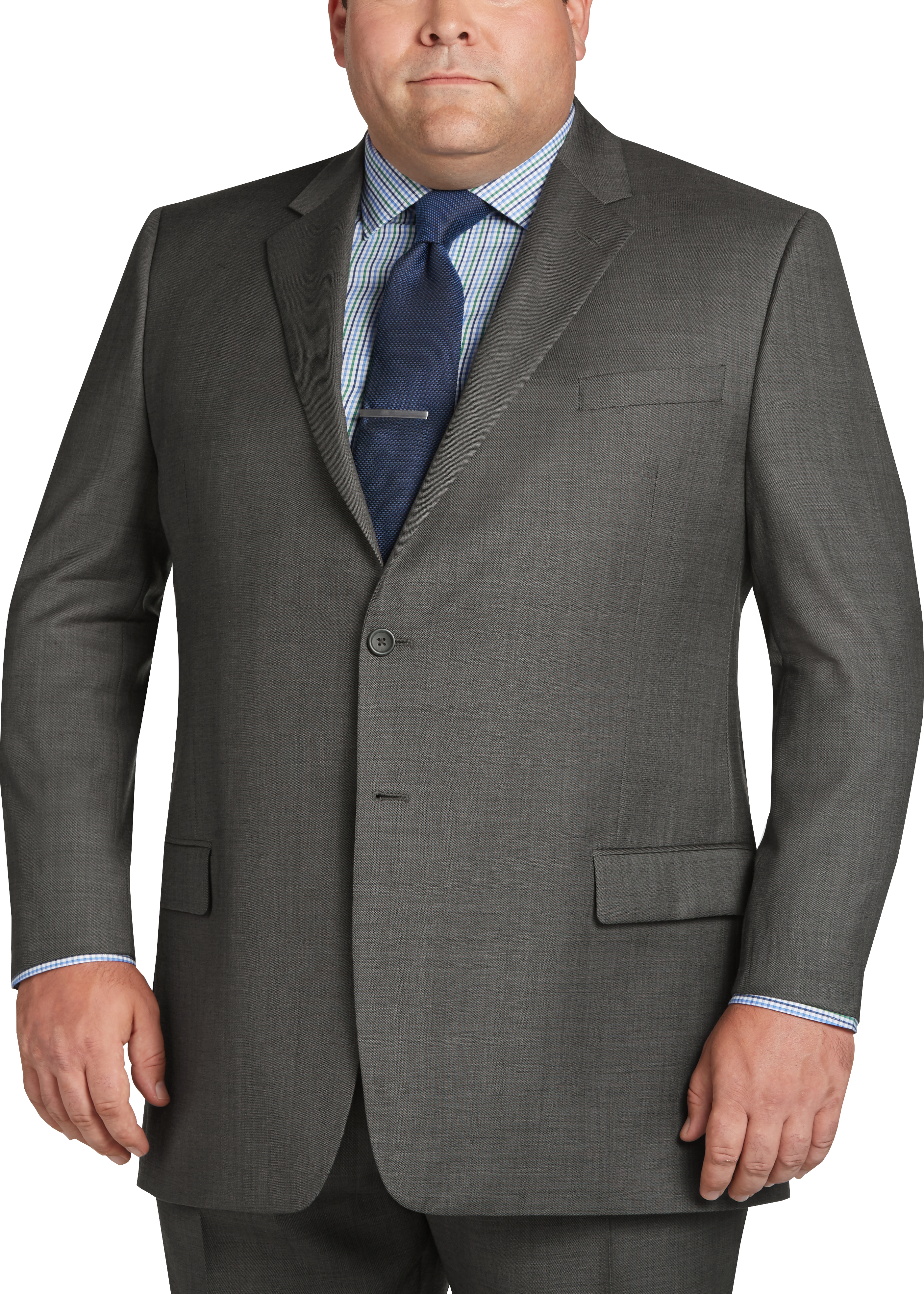 Pronto Uomo Gray Sharkskin Suit, Portly - Men's Portly | Men's Wearhouse