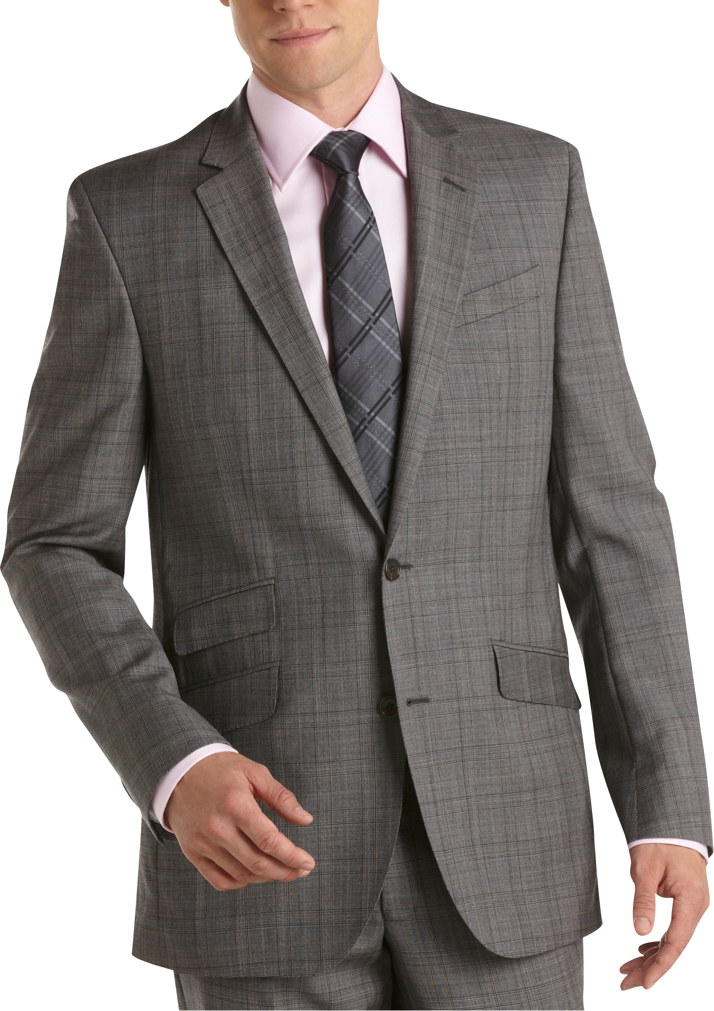 Kenneth Cole New York Gray Plaid Slim Fit Suit