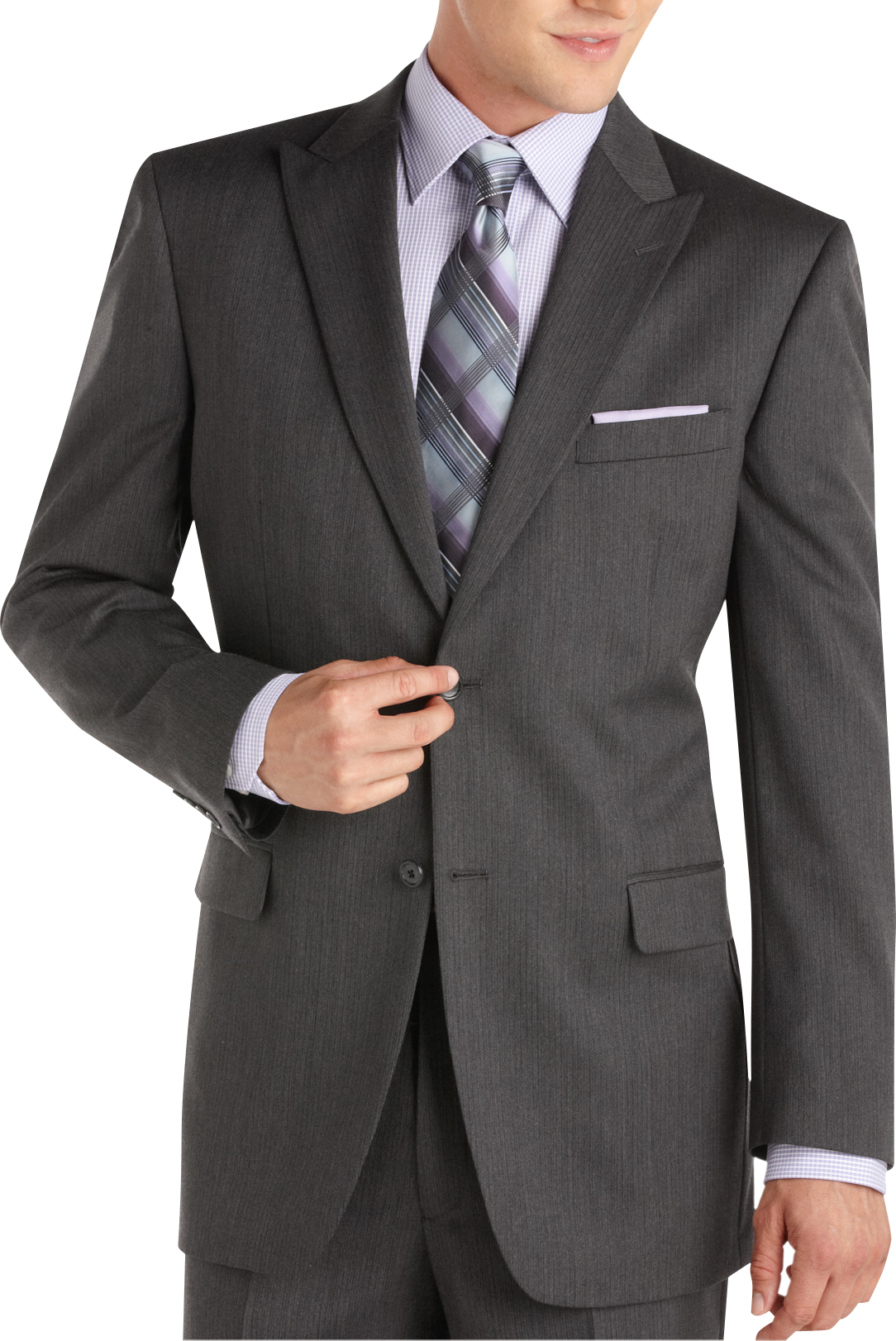 Jones New York Charcoal Stripe Peak Lapel Modern Fit Suit - Men's Suits ...