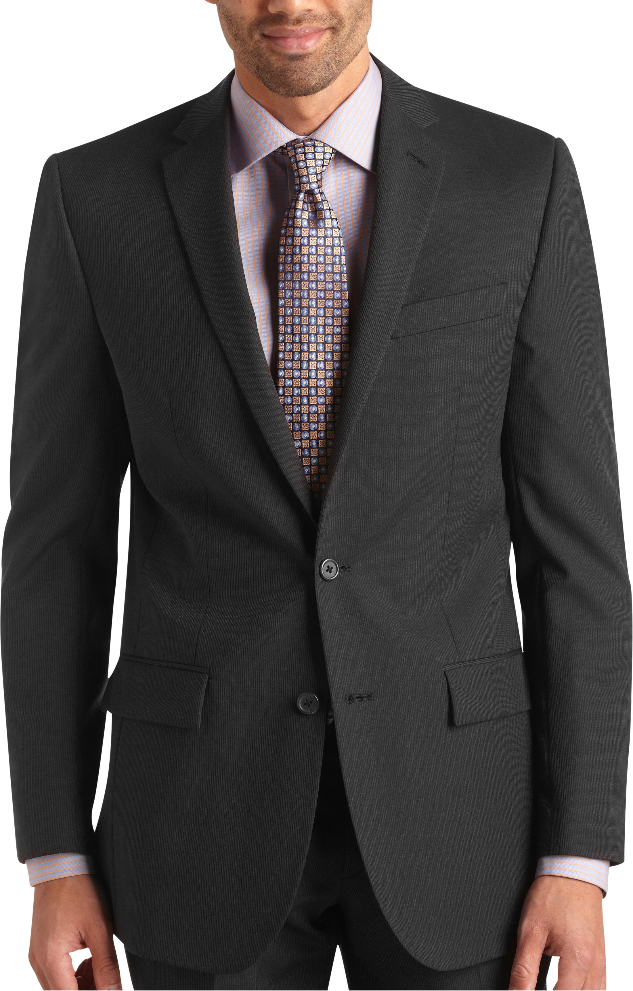 Egara Charcoal Stripe Slim Fit Suit Separates Coat