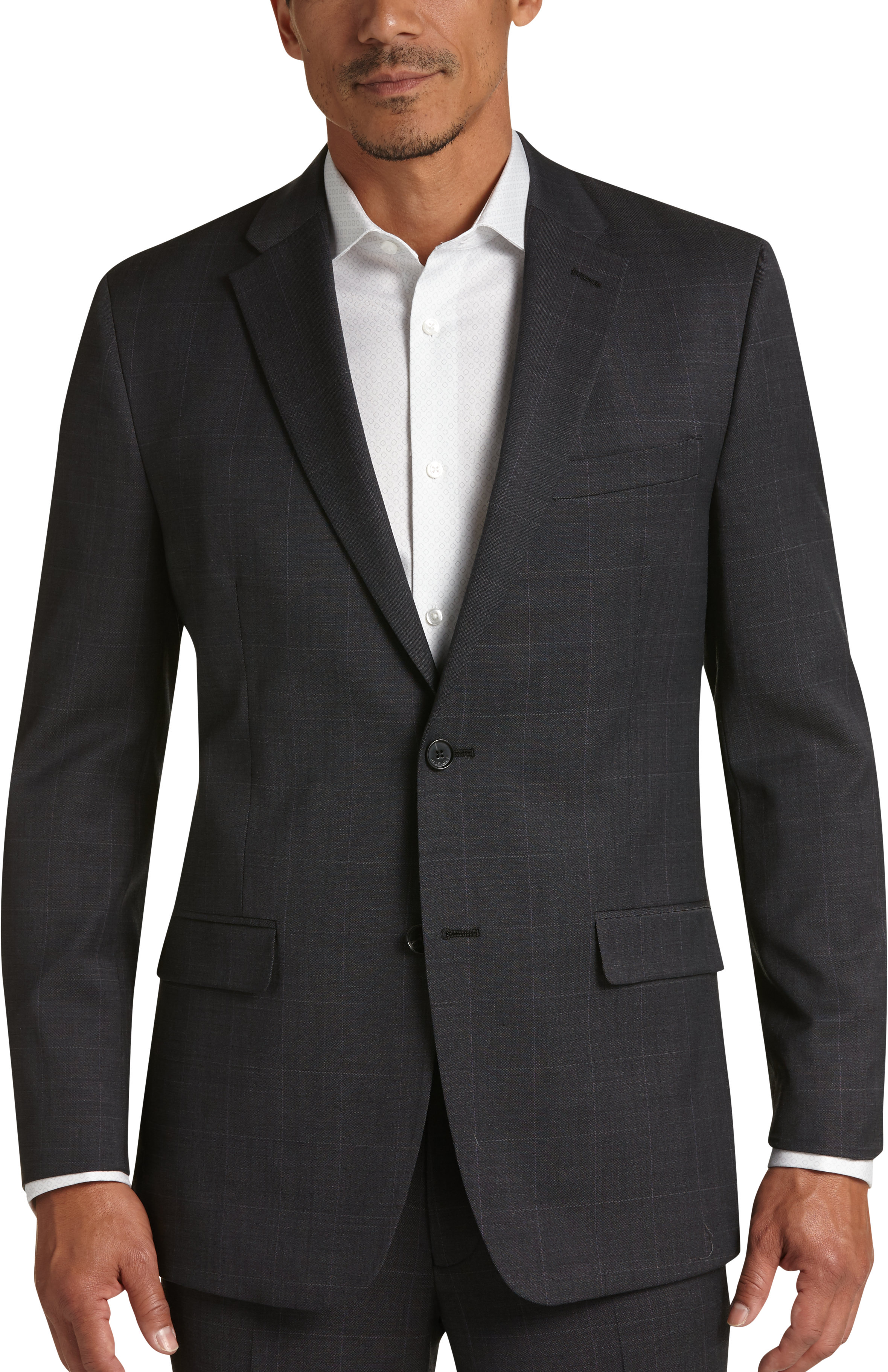 Tommy Hilfiger Charcoal Windowpane Plaid Slim Fit Suit - Men's Slim Fit ...
