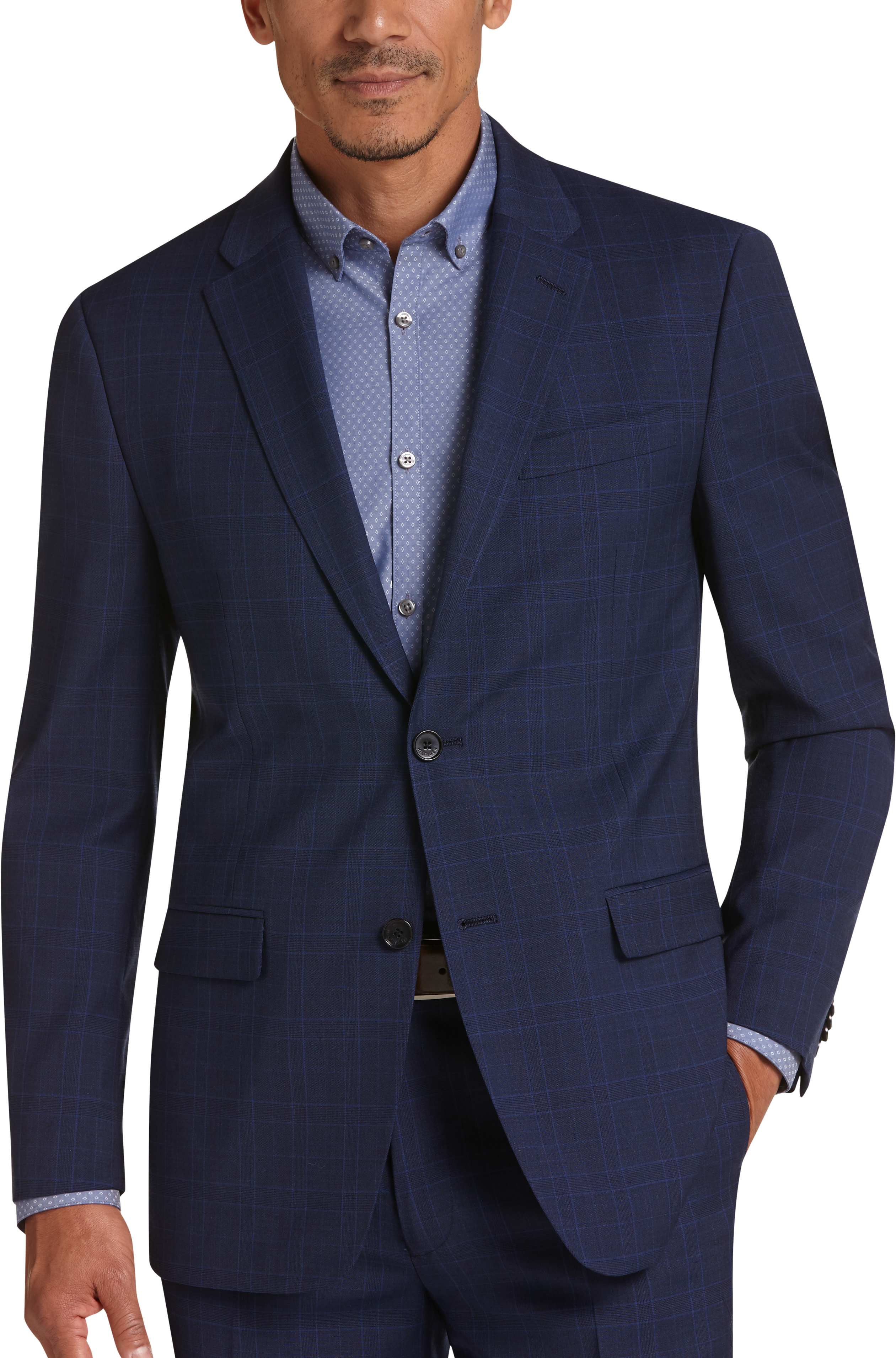 Tommy Hilfiger Blue Plaid Slim Fit Suit - FitnessRetro