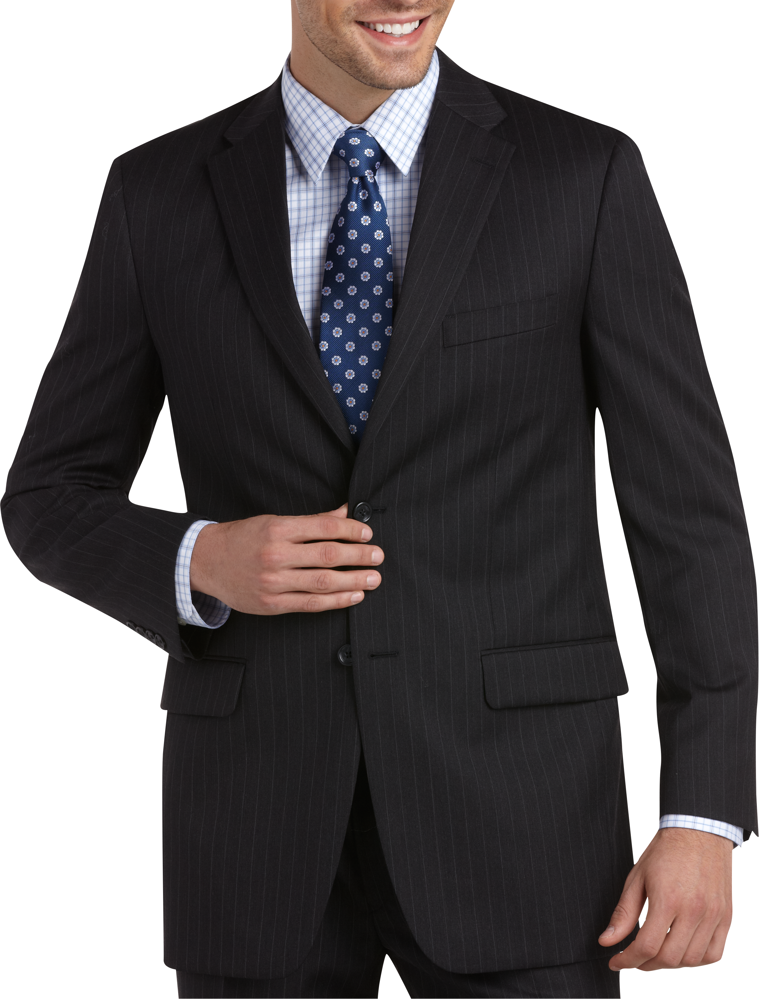 dark charcoal pinstripe suit