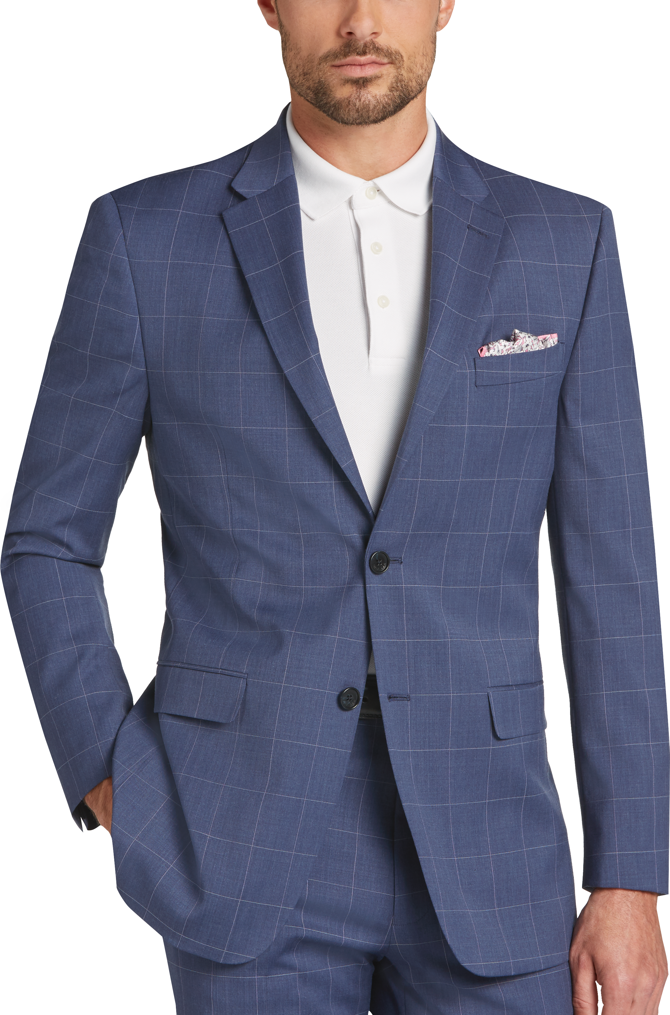 Tommy Hilfiger Blue Windowpane Extra Short Slim Fit Suit - Men's The ...