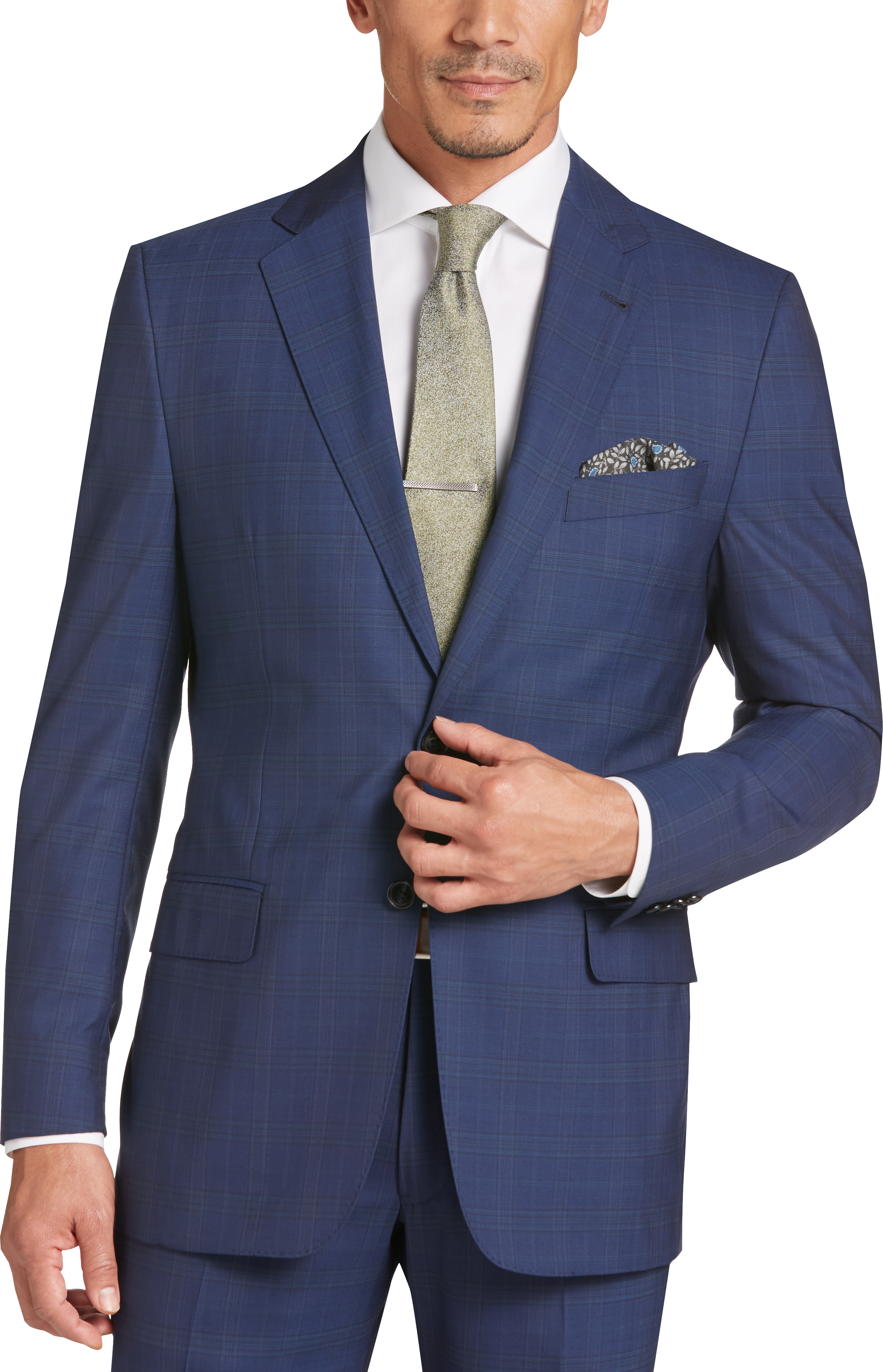 Joseph Abboud Blue Plaid Slim Fit Suit - Men's Slim Fit | Men's Wearhouse