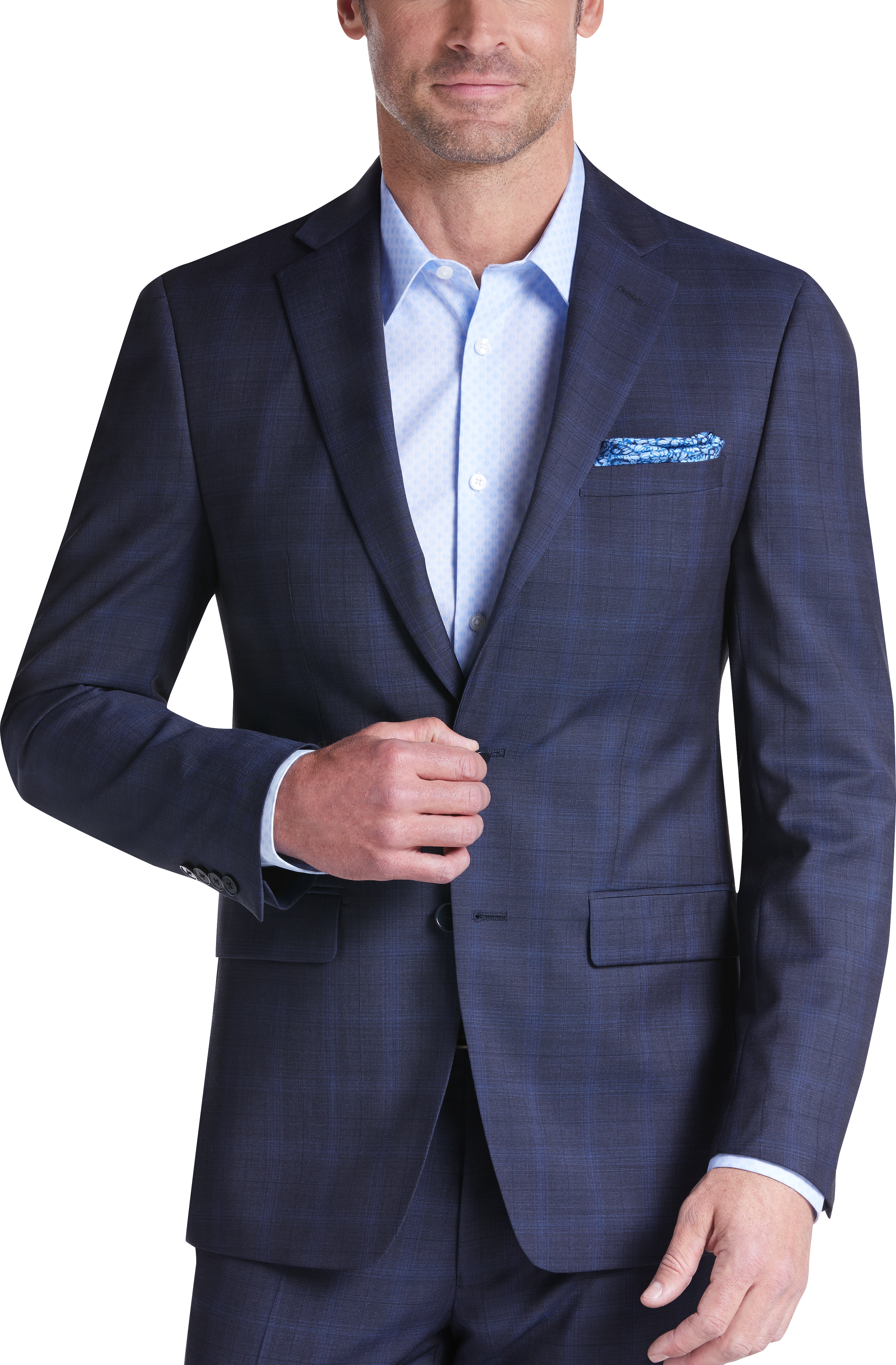 calvin klein blue plaid suit