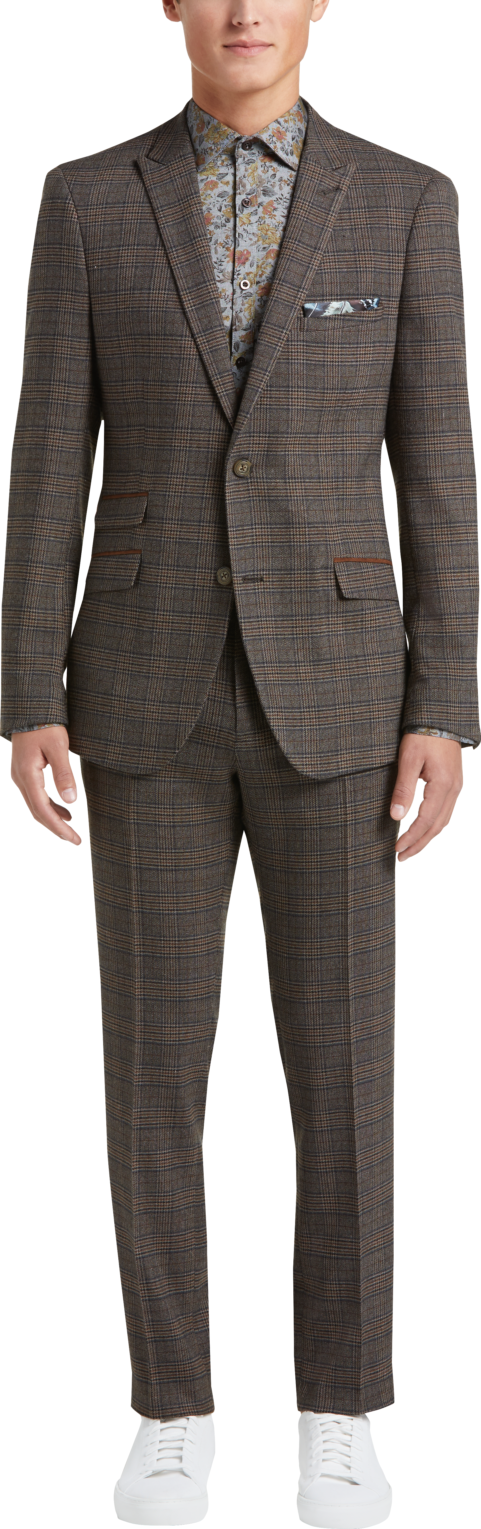 Paisley & Gray Slim Fit Suit Separates Coat, Olive & Brown Plaid - Men ...