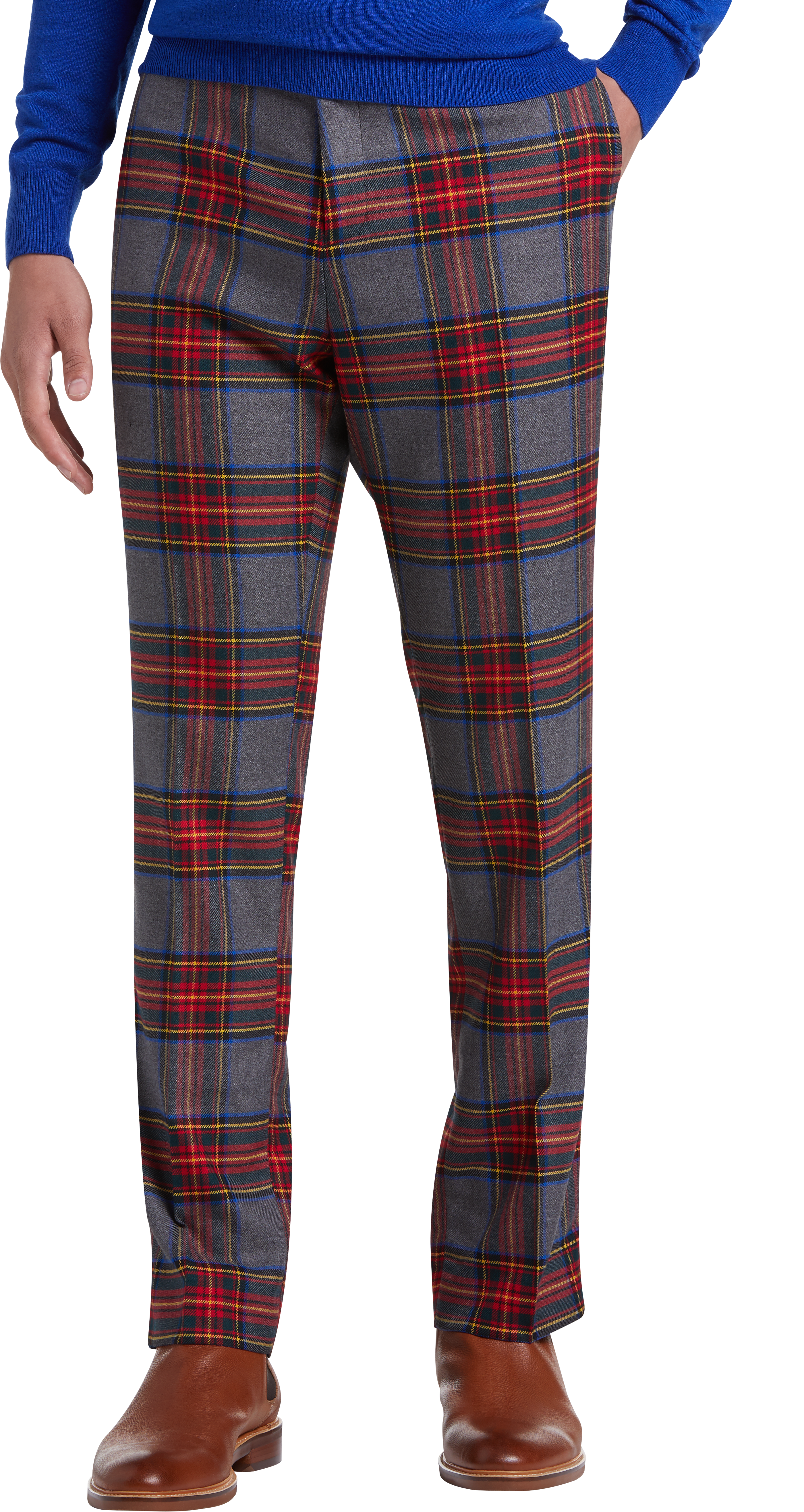 mens red plaid dress pants